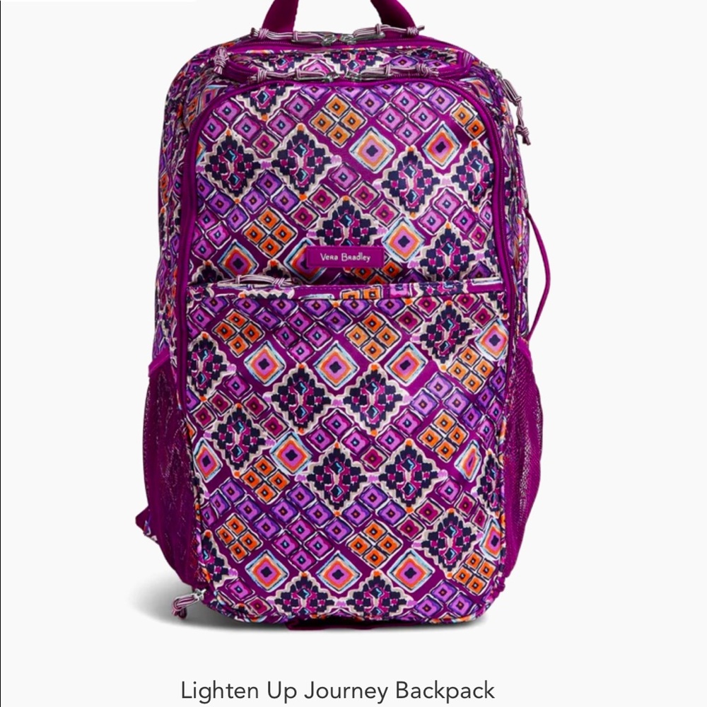 Vera Bradley Purple and Orange Patterned Backpack
